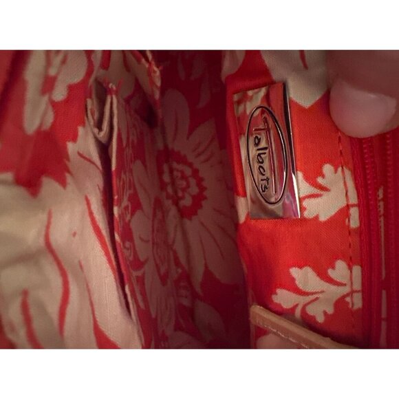 Talbots Red Straw Handbag With Bamboo Accents & Floral Lining - Picture 4 of 5